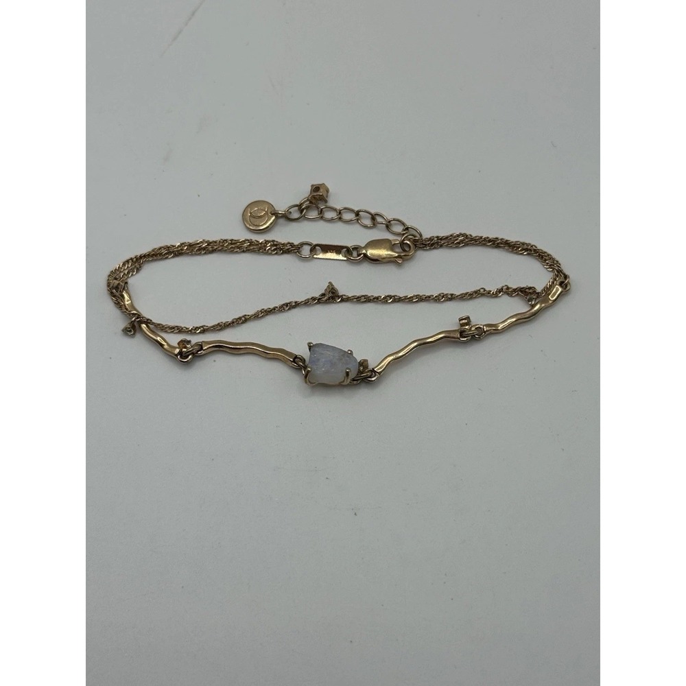 18k Rose Gold Vermeil Raw Moonstone Flow Bracelet Intuition Size 6.5